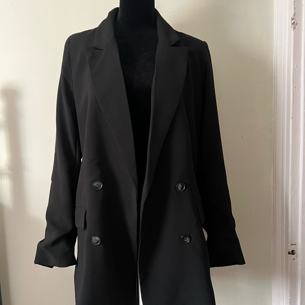 Rachel Zoe Black Oversized Blazer with Notched Lapels